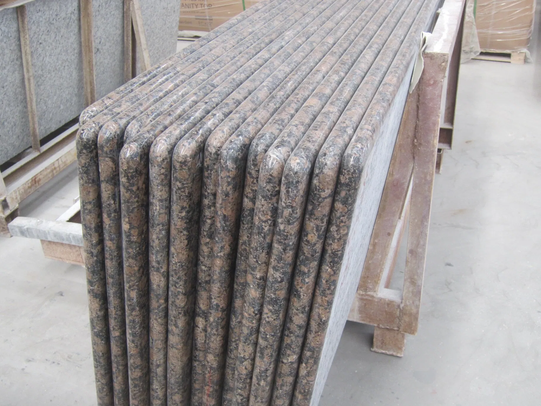 India Tan Brown Granite Full Bullnose Edge Prefab Stone Countertops for Kitchen
