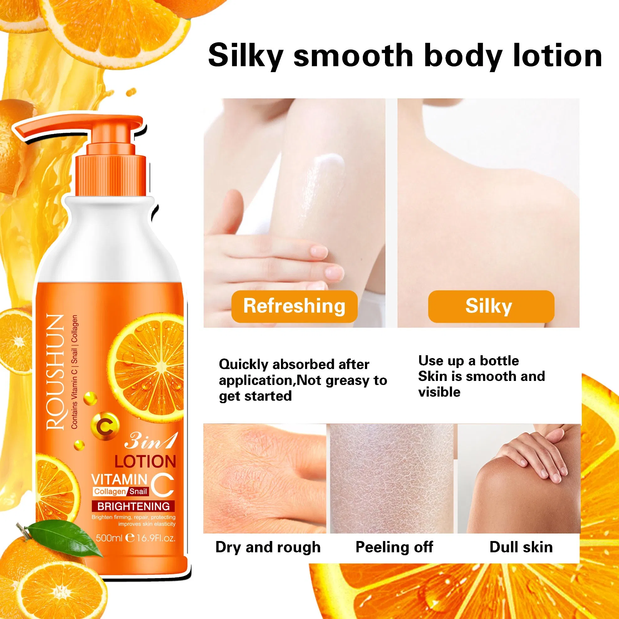 Roushun Vc+Collagen+Snail Liquid 3-in-1 Privater Label Body Lotion