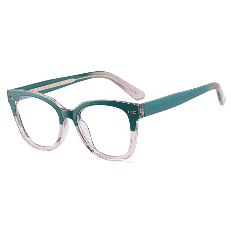 Fashion Contrast Color Tr90 Square Frame Computer Eyeglasses Blue Light Blocking Eyewear