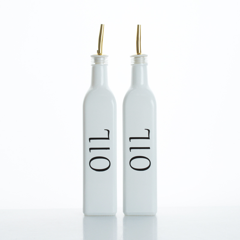 Custom Empty Square 500ml Olive Oil Glass Bottle with Plastic Pourer Caps