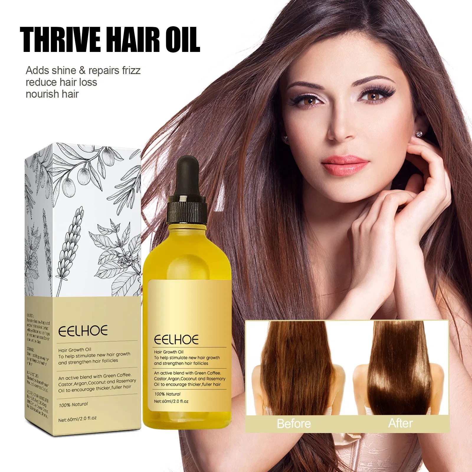 Best Natural Organic Rosemary Essential Oil Women Black Hair Care Products Rosemary Oil Hair Growth 60ml