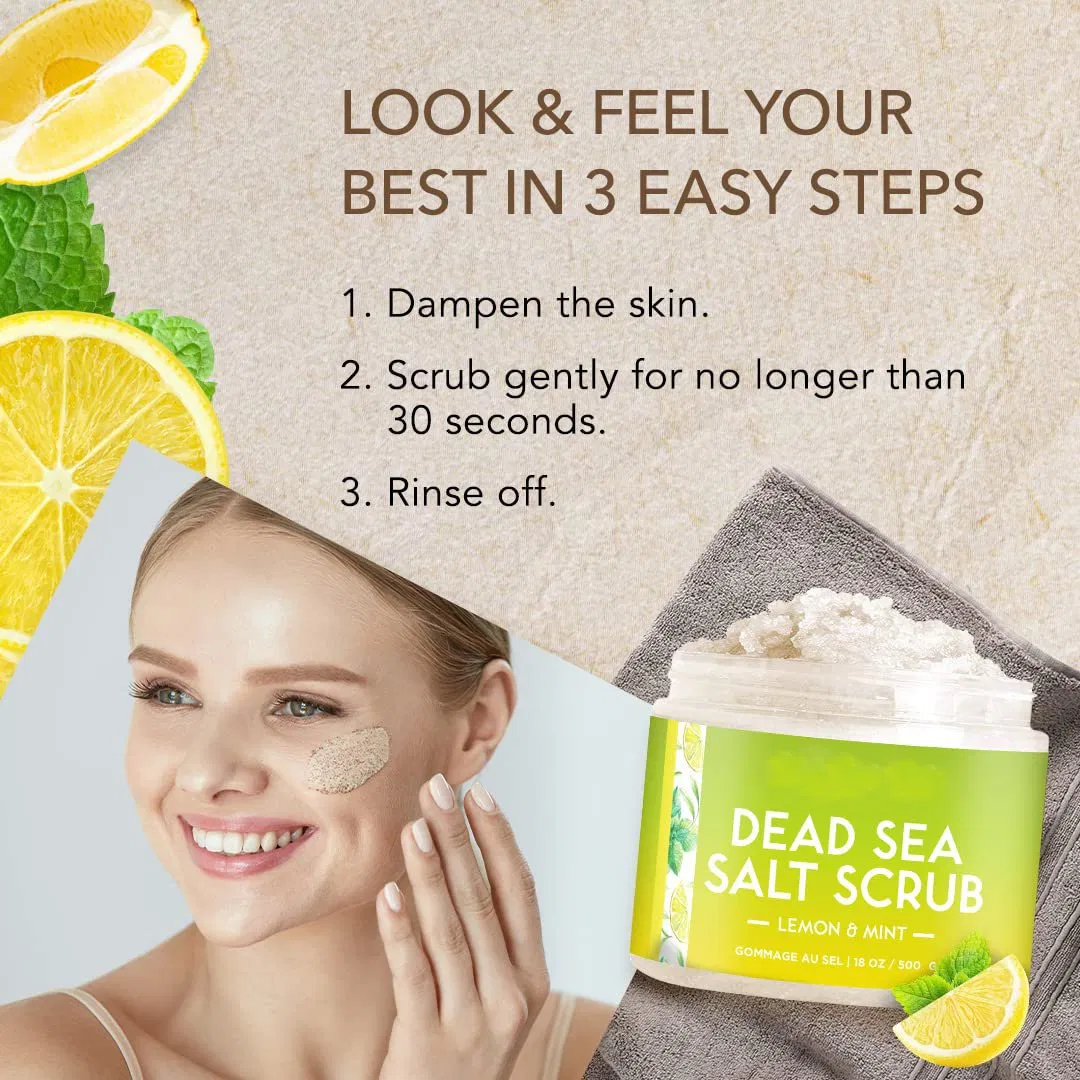 Beauty Cosmetics Body Care Gentle Exfoliation Dead Sea Salt Scrub -Lemon & Mint