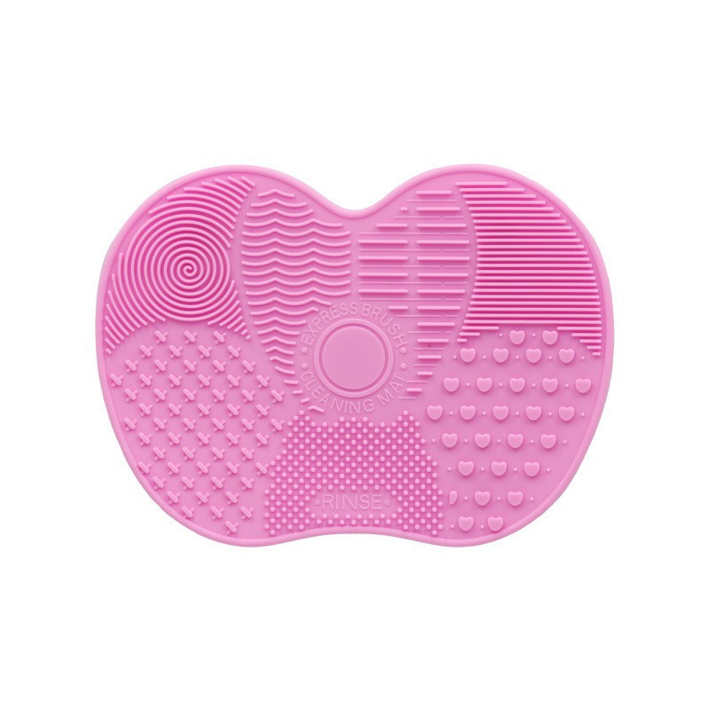 Silicone Apple-Shaped Makeup Brush Cleaning Mat Portable with Suction Cups Multi-Purpose Beauty Tool (In Stock)