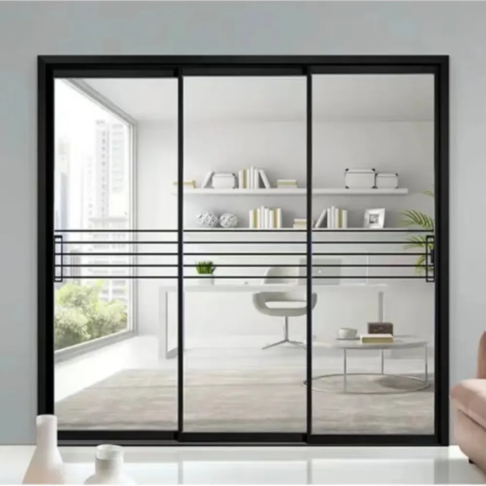 Narrow Frame Kitchen Balcony Aluminum Alloy Sliding Partition Door