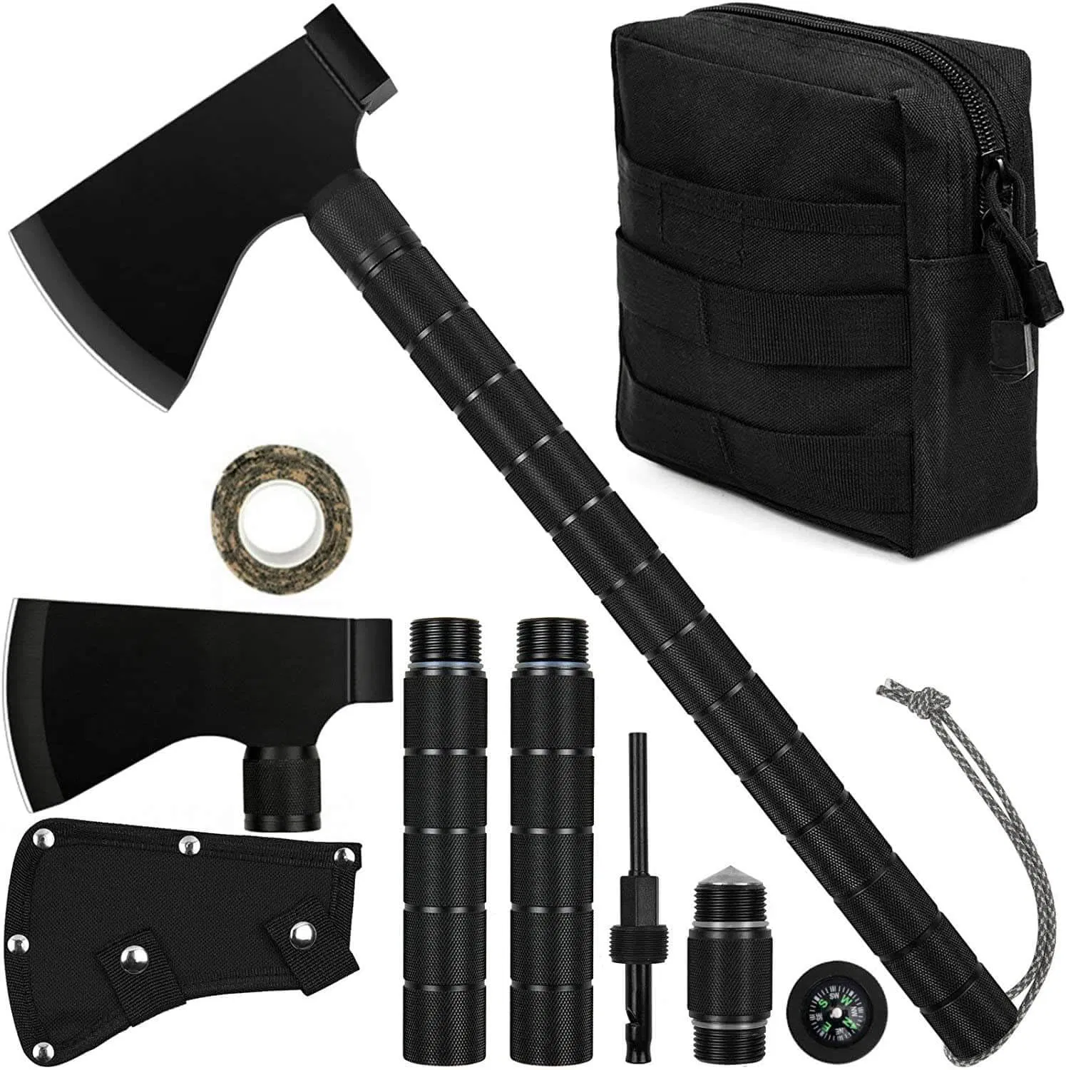 Camping Axe Hatchet with Sheath Multi-Tool Camp Ax Survival Gear Folding Portable Tools