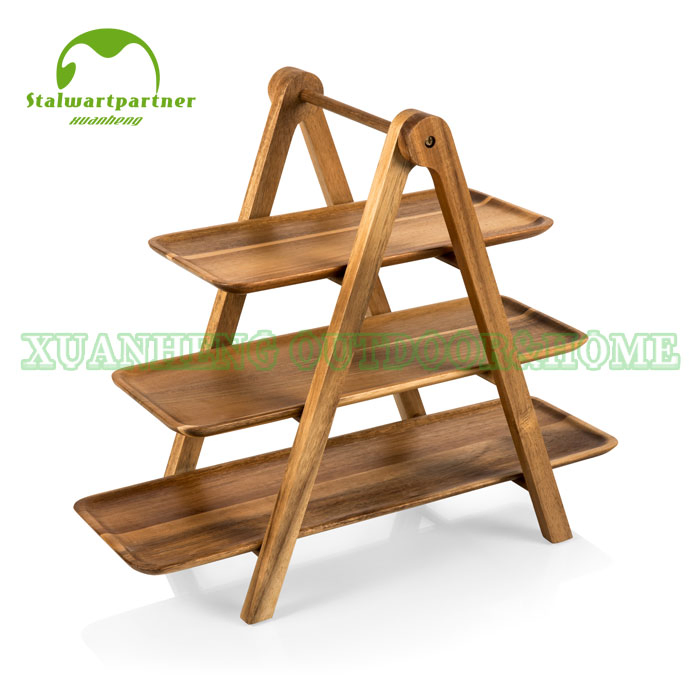 Wooden 3 Layer Wedding Cake Candy Fruit Tray Plate