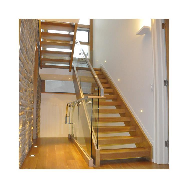 Made in China Classic Popular Interior Wooden Stair Glass Railing Straight and Spiral Stairs