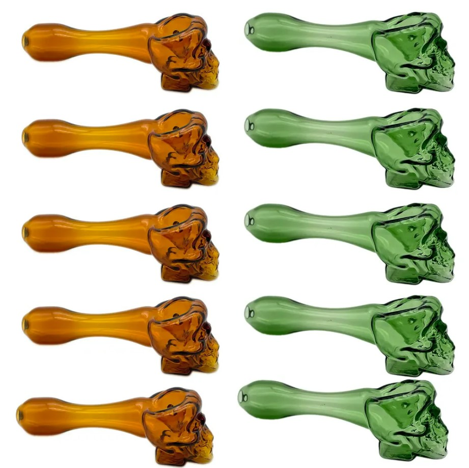 10.3cm Pyrex Glass Oil Burner Pipes Spoon Skull Glass Pipes Hand Pipe Glass Smoking Pipes