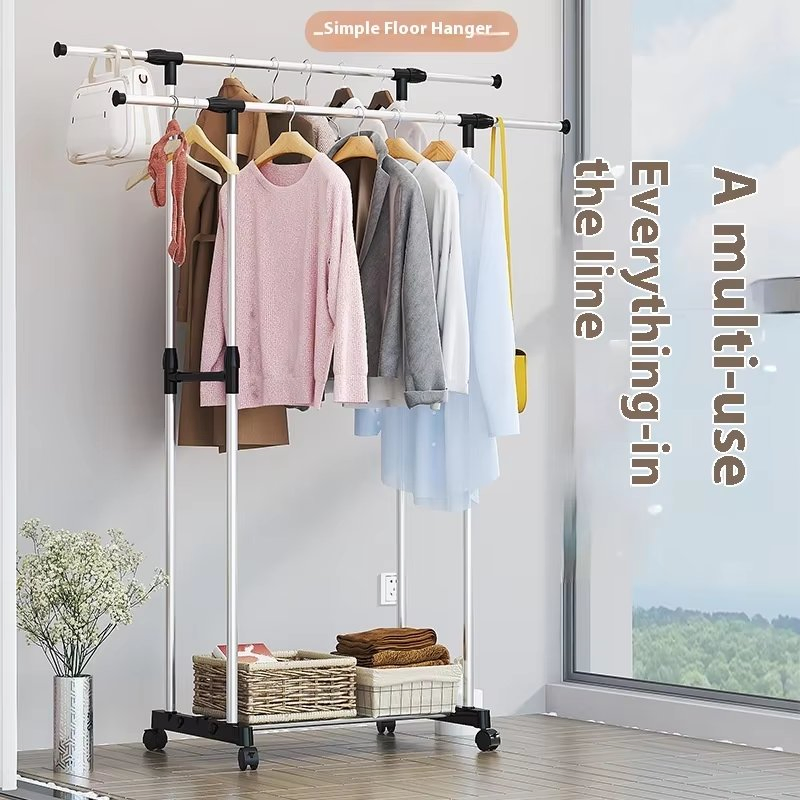 Hot Selling Simple Retractable Clothes Hanger Outdoor Movable Multifunctional Coat Rack Single Tier Drying Rack