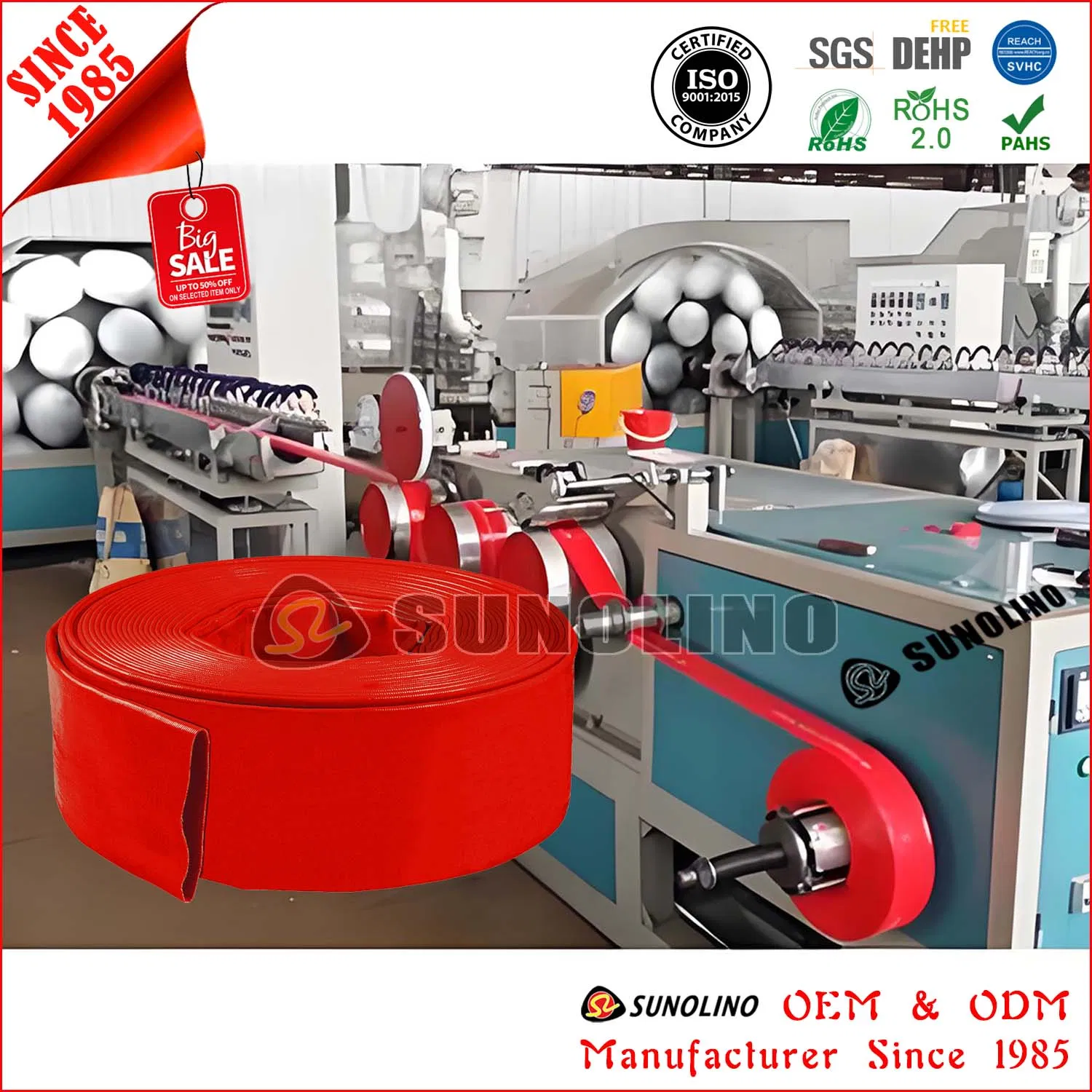 Blue PVC Layflat Pipe for Water Pump Drainage Liquid