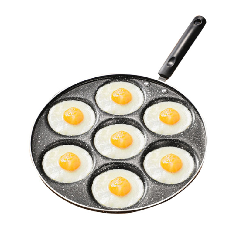 Wholesale High Quality 7 Holes Nonstick Round Aluminum Pancake Cooking Waffle Ham Egg Frying Pan