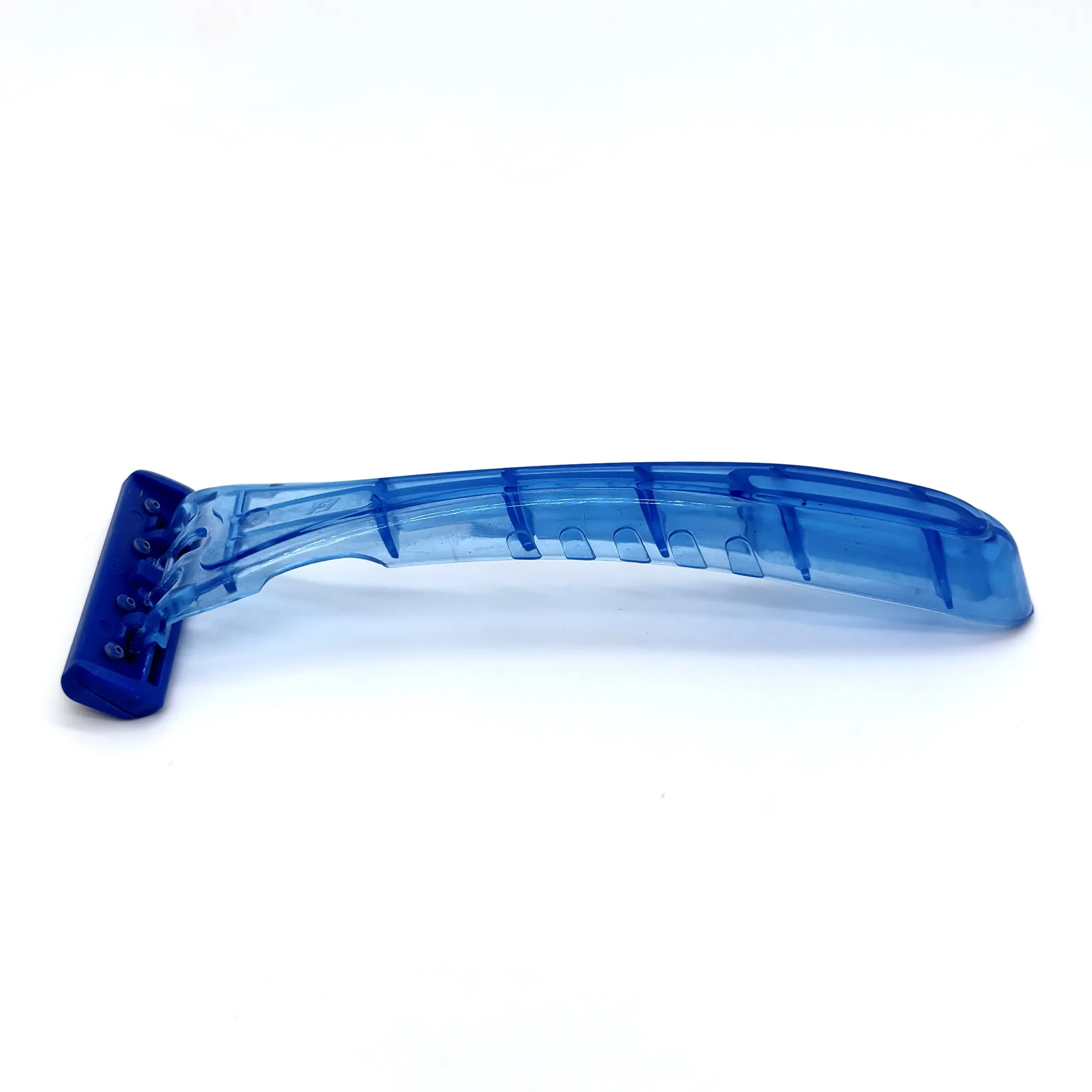 Transparent Blue Crank Razor with Double-Layer Blades and a Lubricating Strip 06