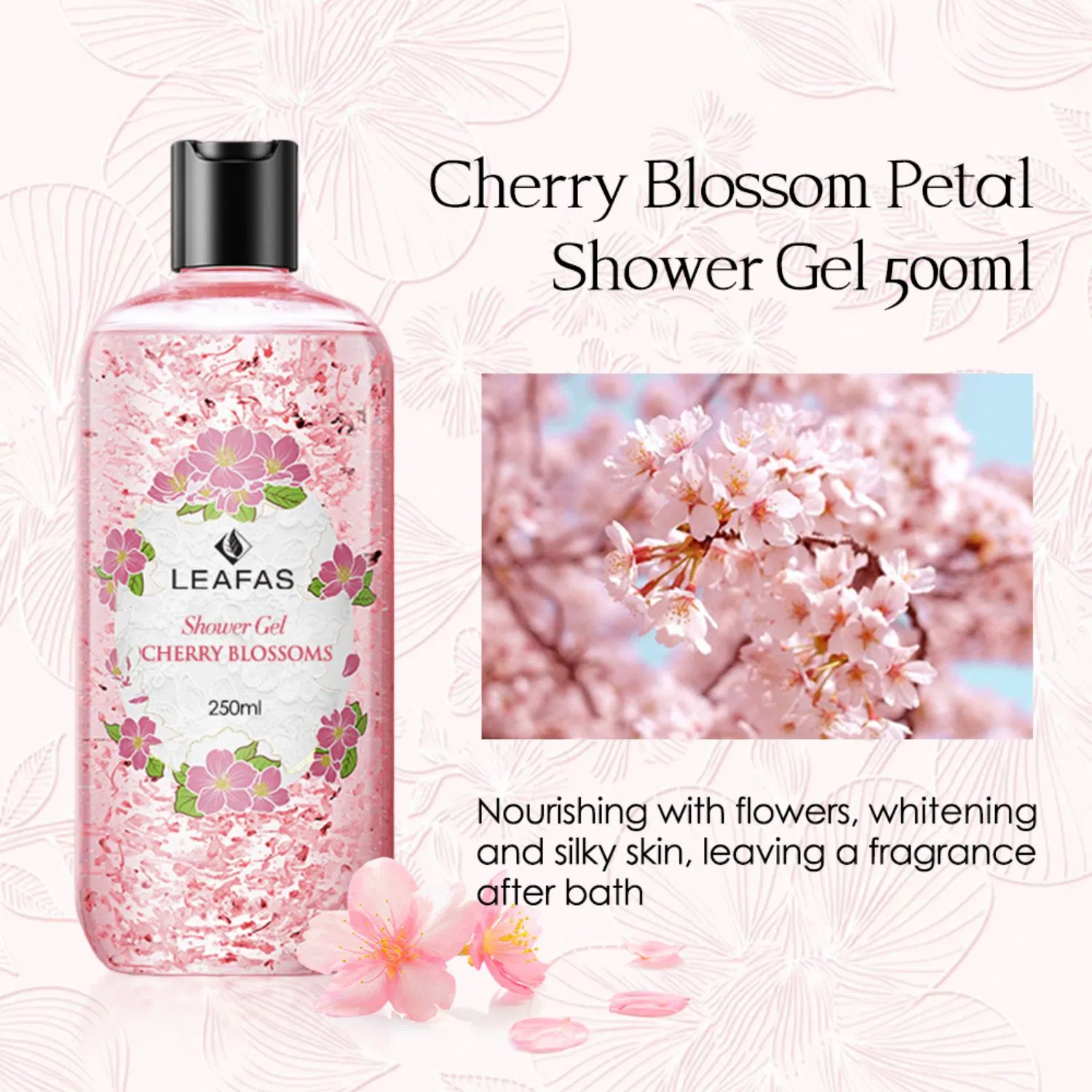 Private Label Nourishing Cleansing Moisturizing Body Care Cherry Blossoms Shower Gel