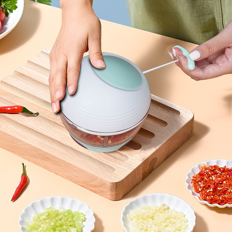 Manual Mini Food Chopper Onion Garlic Chili Portable Hand Pull String Cutter
