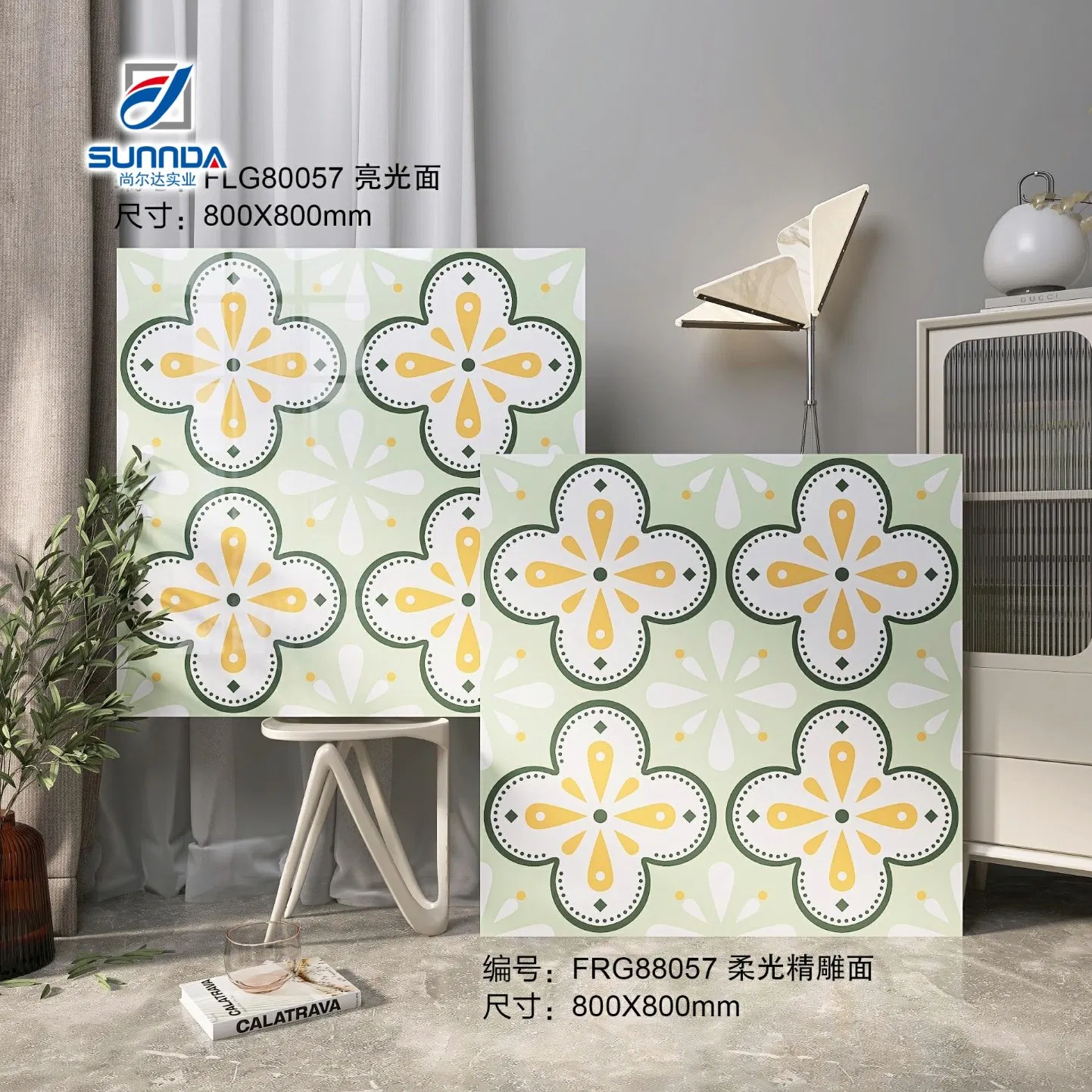 Foshan China Flower Art Designs Ceramic Wall and Floor Tile Kitchen and Bathroom Decoration
