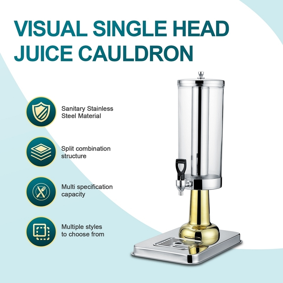 Hygienic 6L Single-Head Gold-Plated Restaurant Coffee Milk Juice Dispenser for Restaurant Kitchen