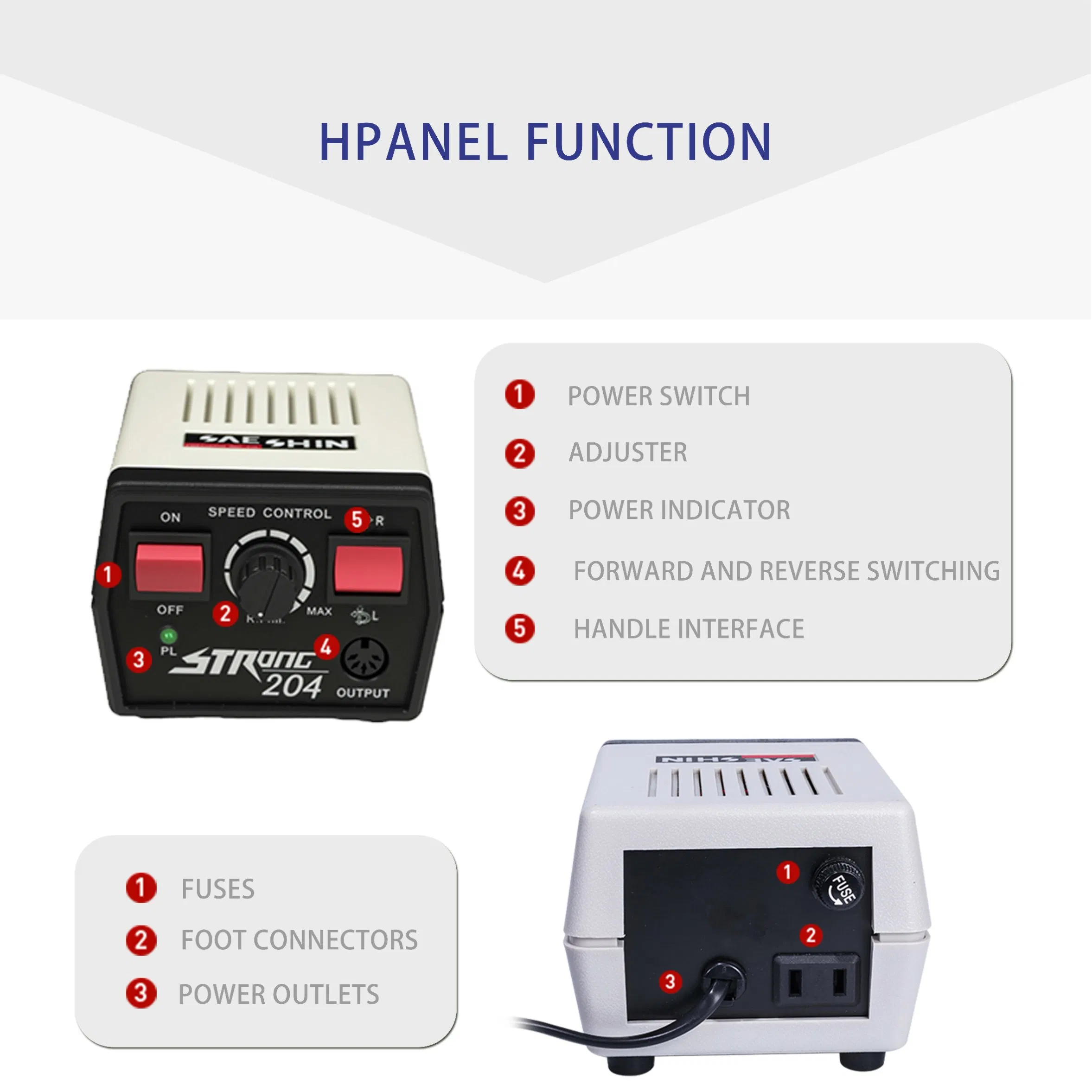 35000rpm Brush Micromotor Professional Electric Strong 204 Nail Drill Machine 102L Handpiece