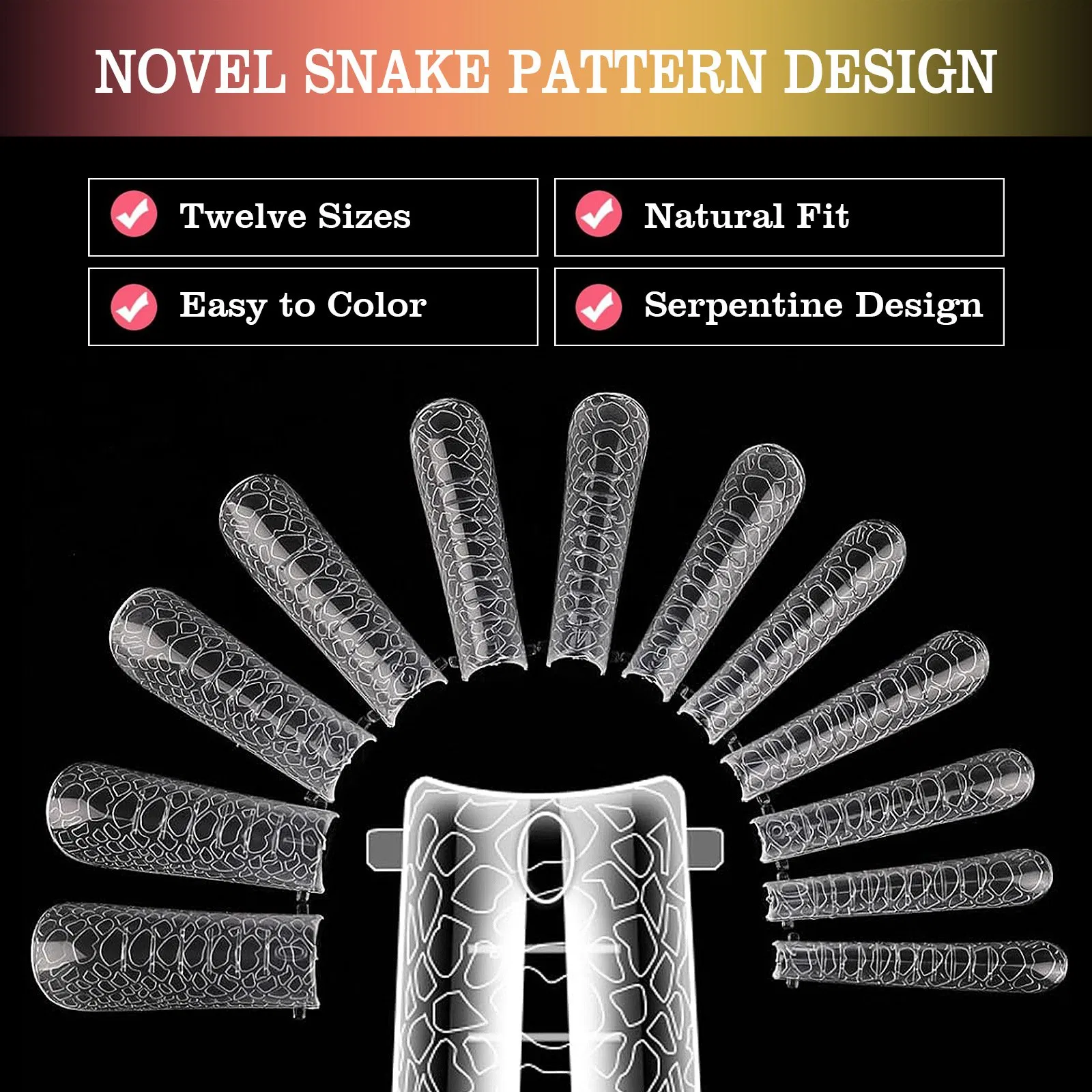 Nail Art Serpentine Pattern 10-in-1 Lengthened Nail Dual Forms Nail Extension Molds