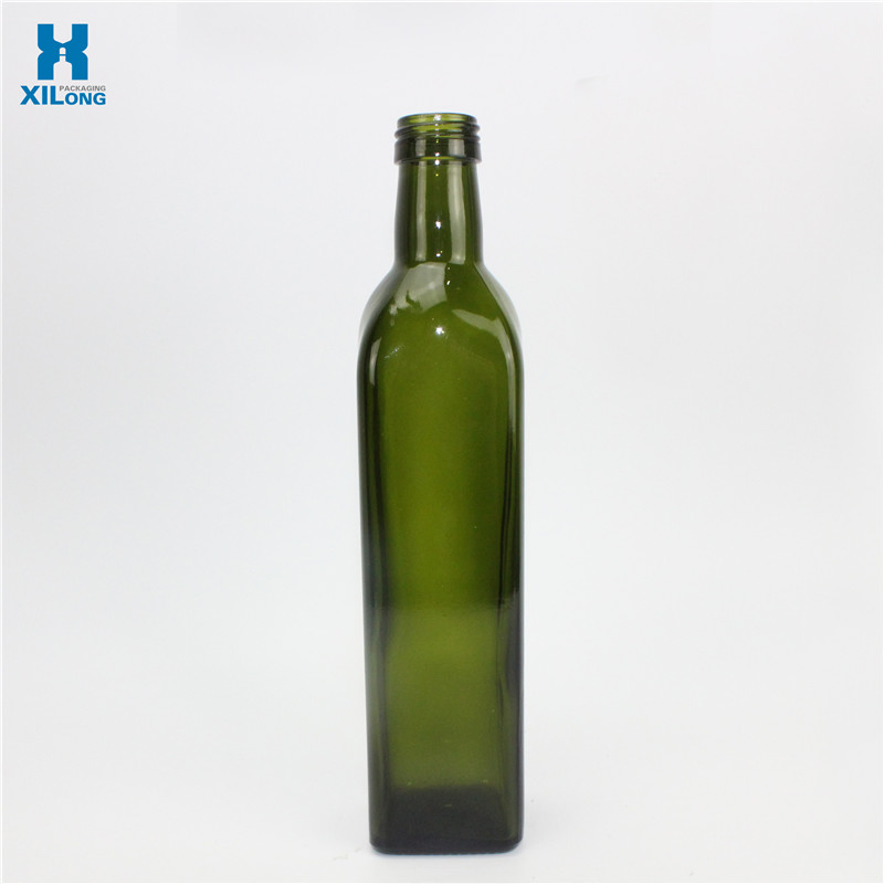 Olive Oil Bottle Green and Clear Square Glass Cooking Oil Dark Green 750ml Oil Bottle