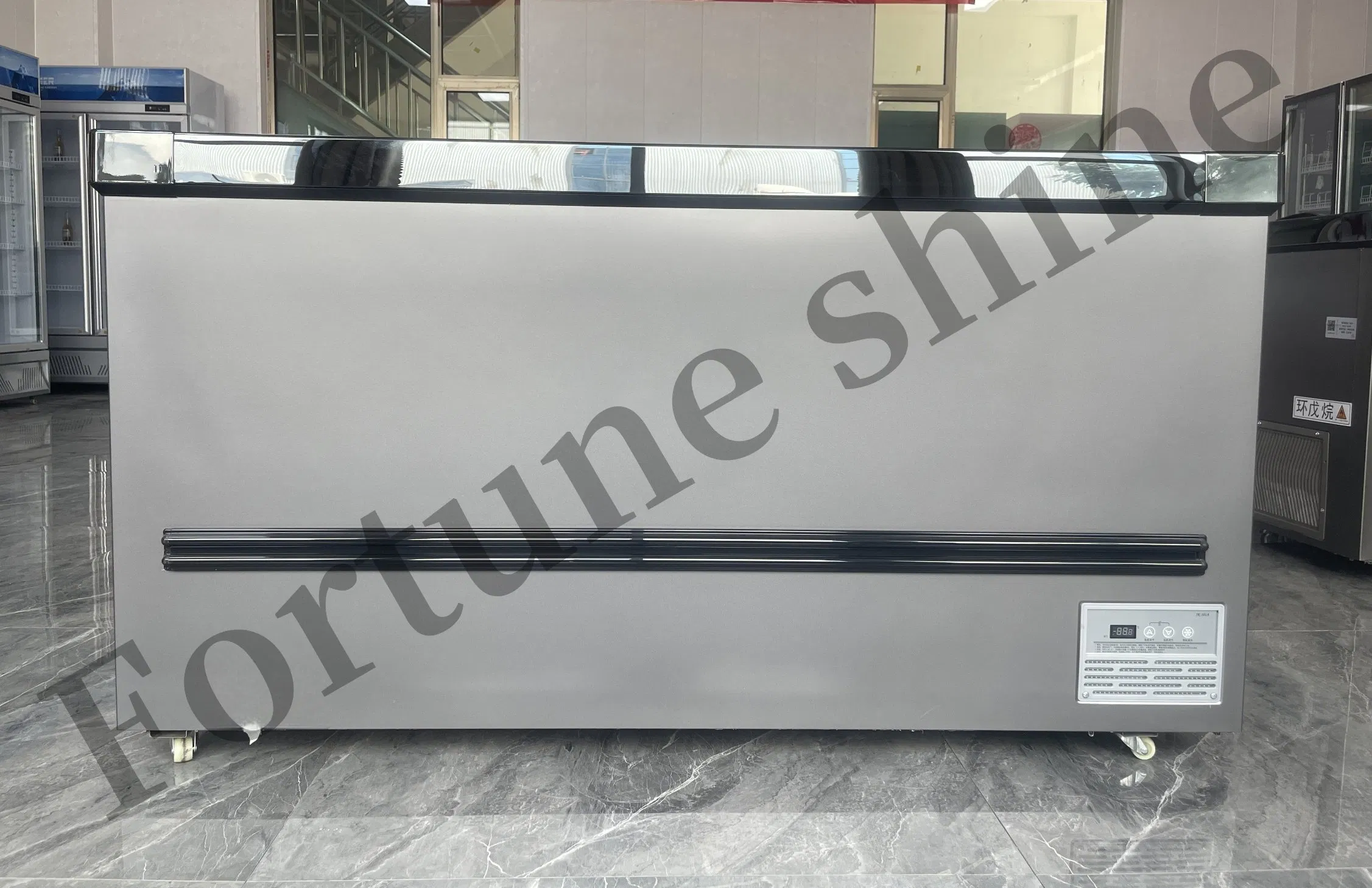 Sliding Glass Door Ice Cream Freezer Display Case Commercial Refrigerator Steel Inner Liner