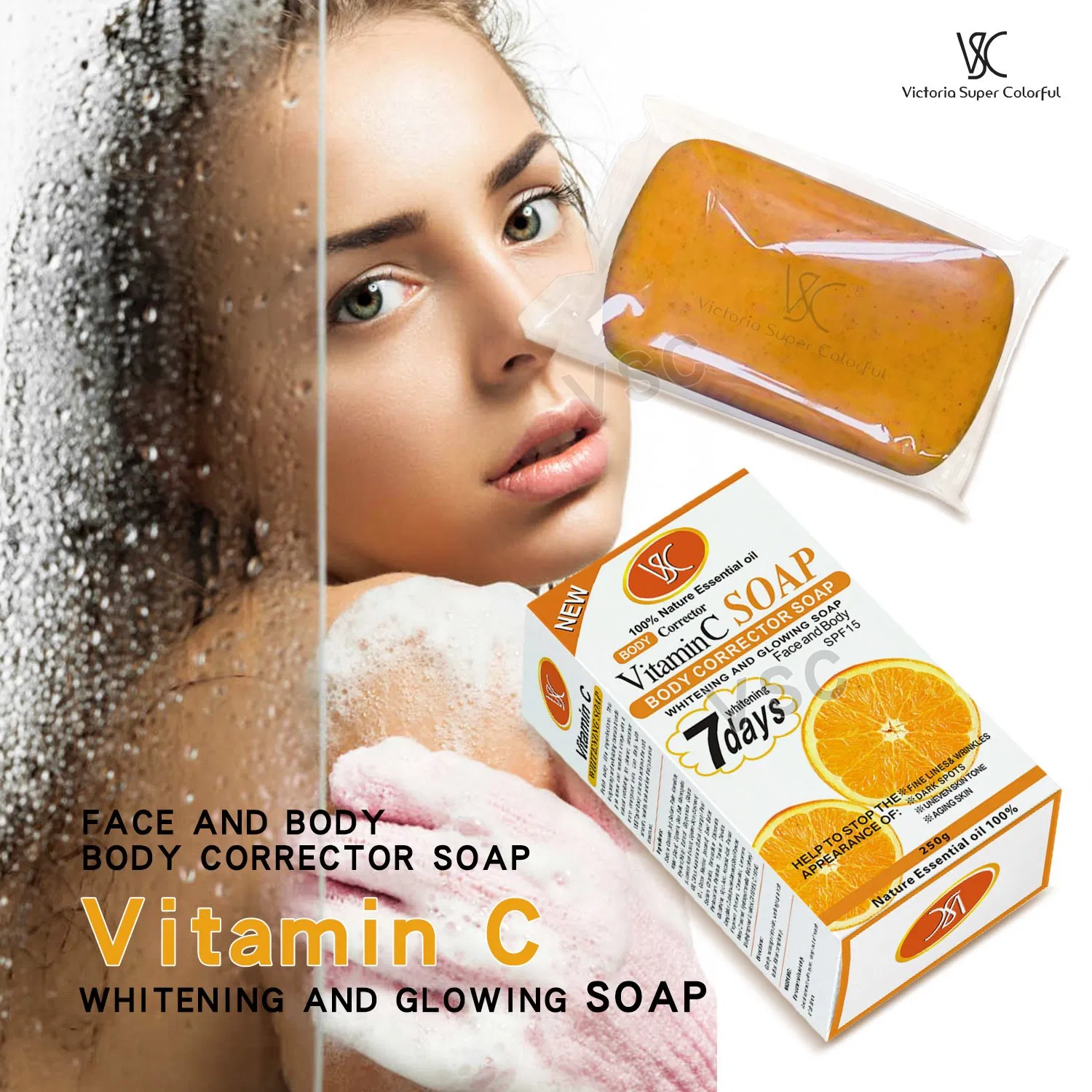 Hot Sale 250g Almond Carrot Papaya Soap 7 Days Super Whitening Dark Spot Corrector Skin Soap