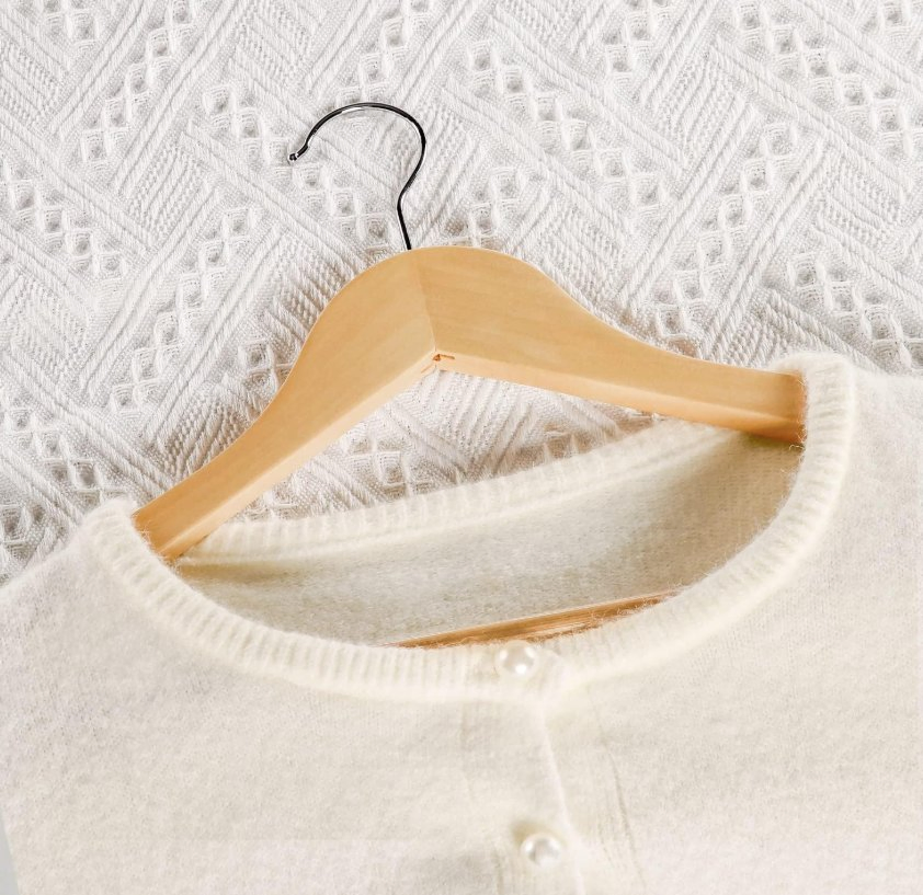 10PCS Set Wooden Hangers Natural Durable Coat Hanger with 360-Degree Rotatable Hook