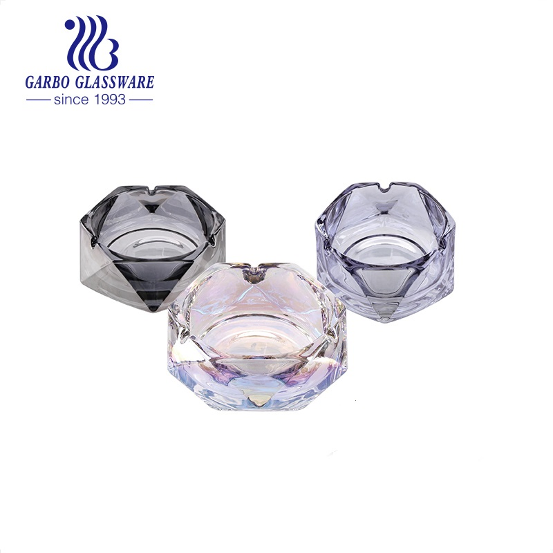 Factory Promotion Colorful 5.5inch Ion Plating Colored Glass Ashtray