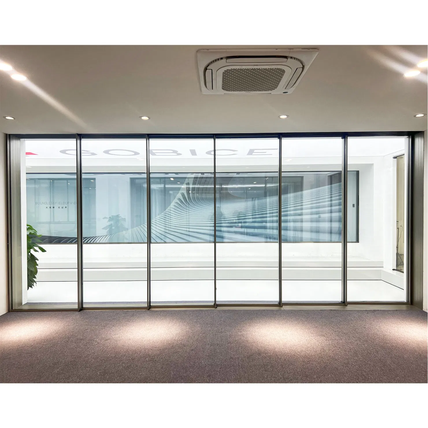 Smart Control Electric Panorama Aluminum Sliding Door for Villa Hotel Office Balconies