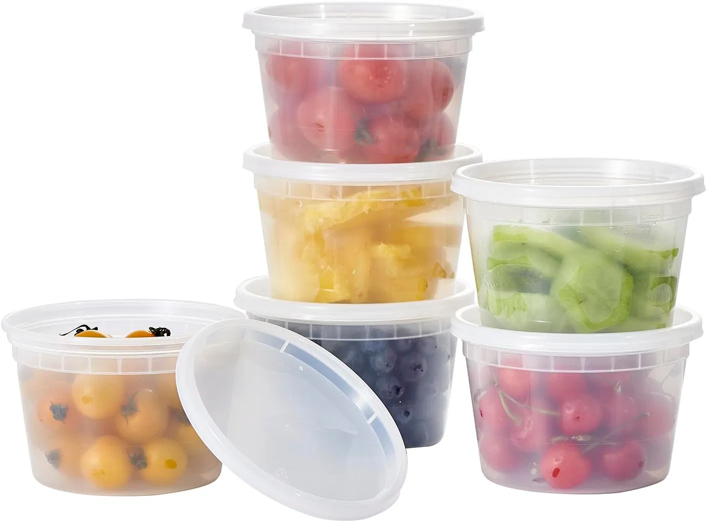 Biodegradable Round Box Black White Plastic Bowl for Fruit Food Salad Snacks