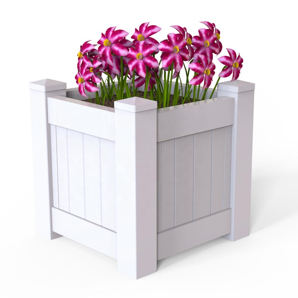 White Vinyl PVC Plastic Garden Planter Flower Box