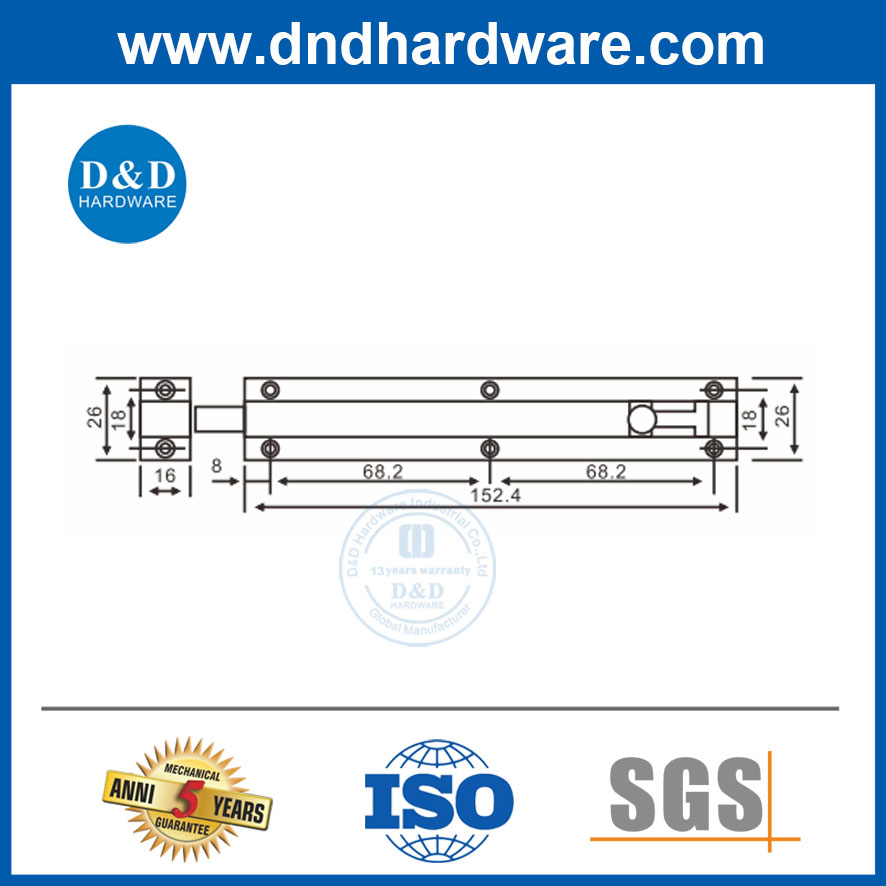 Stainless Steel Door Hardware 8 Inches Door Flush Bolt