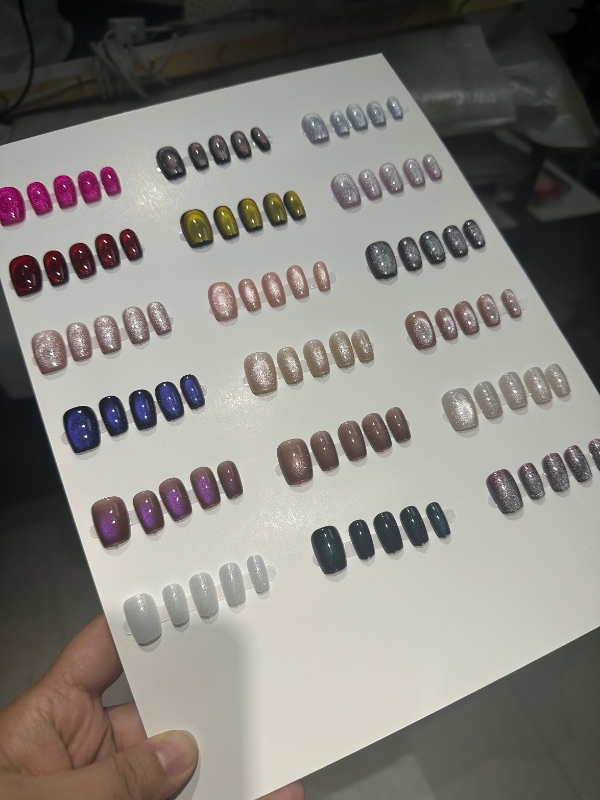 Press on Nails Cat Eye Flower Long Short Any Design Customized Handmade