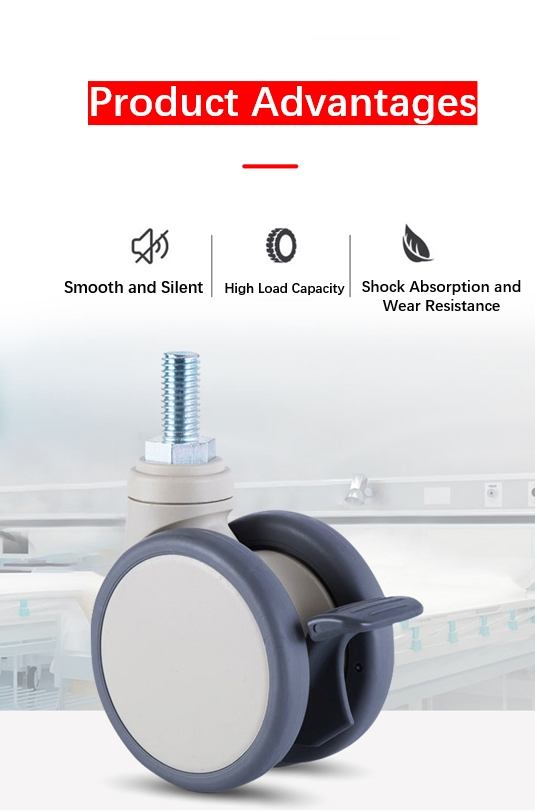 Medium-Duty Medical TPR Twin-Wheel Caster – Double Bracket, for Baby Strollers