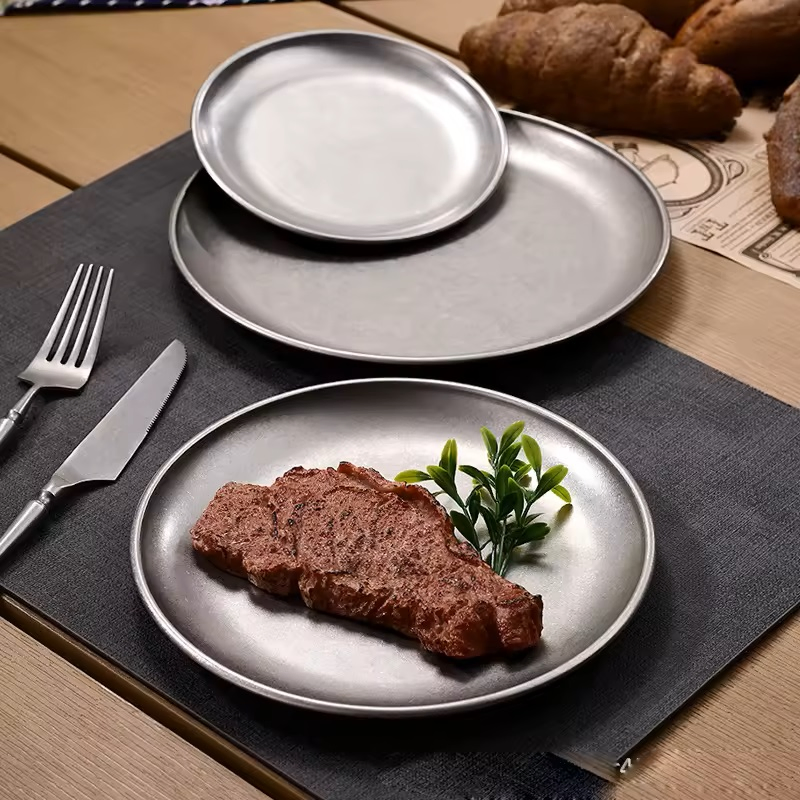 Wholesale Korean Stainless Steel Plates - Round Dinner Plates & Cafe Trays