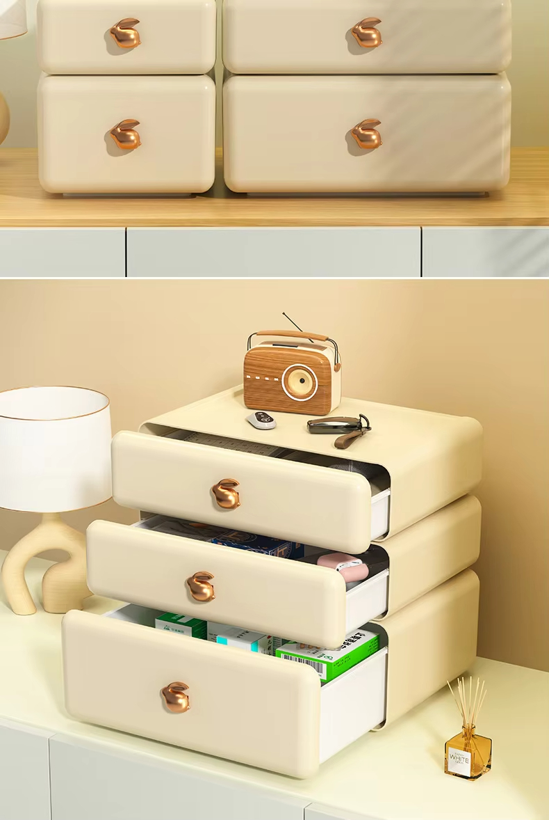 Factory Supply Stackable Drawer Type Storage Box Dustproof Detachable Desktop Multi-Layer Stackable Storage Boxes