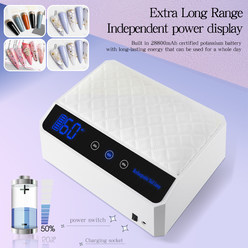 2 in 1 Nail Arm Rest Nail Lamp, 178W Wireless UV LED Nail Dryer Curing Nail Gel Polish Light