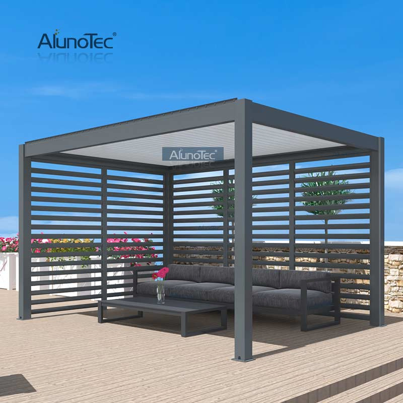 DIY Waterproof Modern Motorized Modern Design Aluminum Gazebo Opening Roof Garden Louvre Pergola