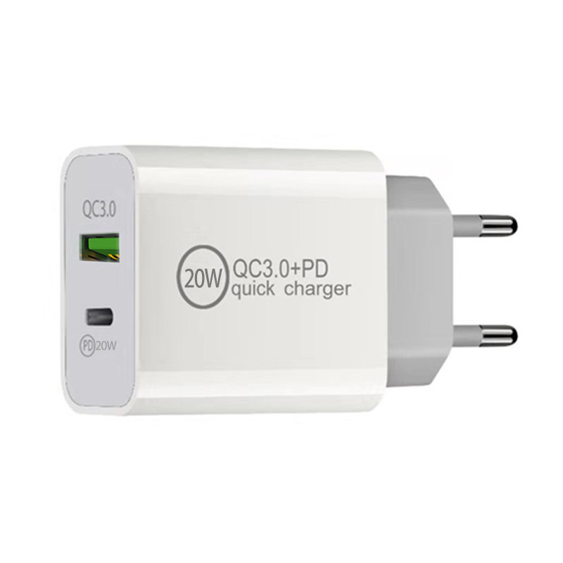 Wholesale QC3.0 Dual Port USB Fast Wall Charger 20W Type C Universal Travel Chargers & Adapters for All Phones