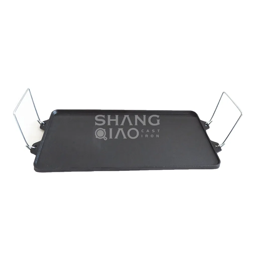 Custom High Quality Large Size Reversible Double Cast Iron Grill Plate Griddle