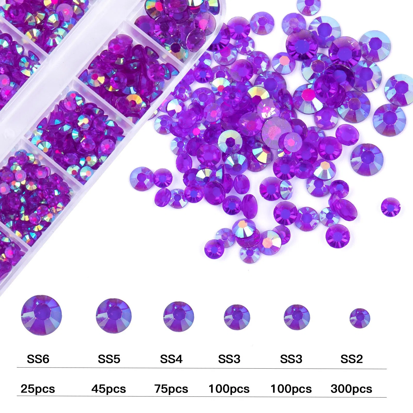 European and American 12-Grid Resin Flat Bottom Bare Nail Art Decoration Rhinestone