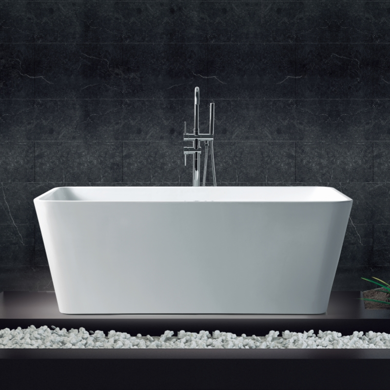 Shower Room Bathroom Acrylic Freestanding Rectangular White Bathtub Ba-8201b