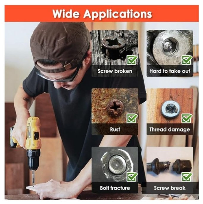 Raytal Damaged Screw Extractor Set, HSS 6542 (68 HRC) , 24-Piece Easy out Bolt Extractor Set, Stripped Screw Remover for Removing Damaged, Frozen, Rusted