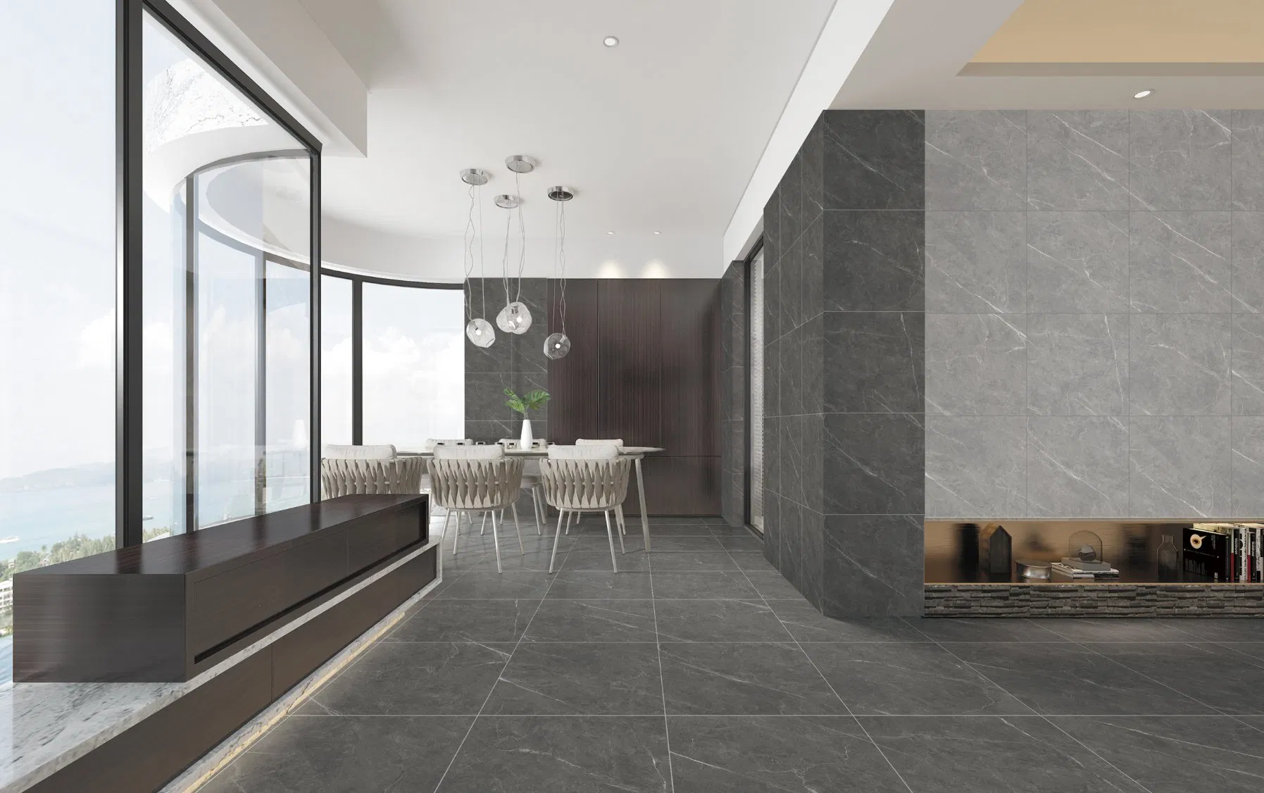 600X600mmhigh Quality Wall and Floor for Indoor Stairs Marble Gray Wall and Floor Tiles