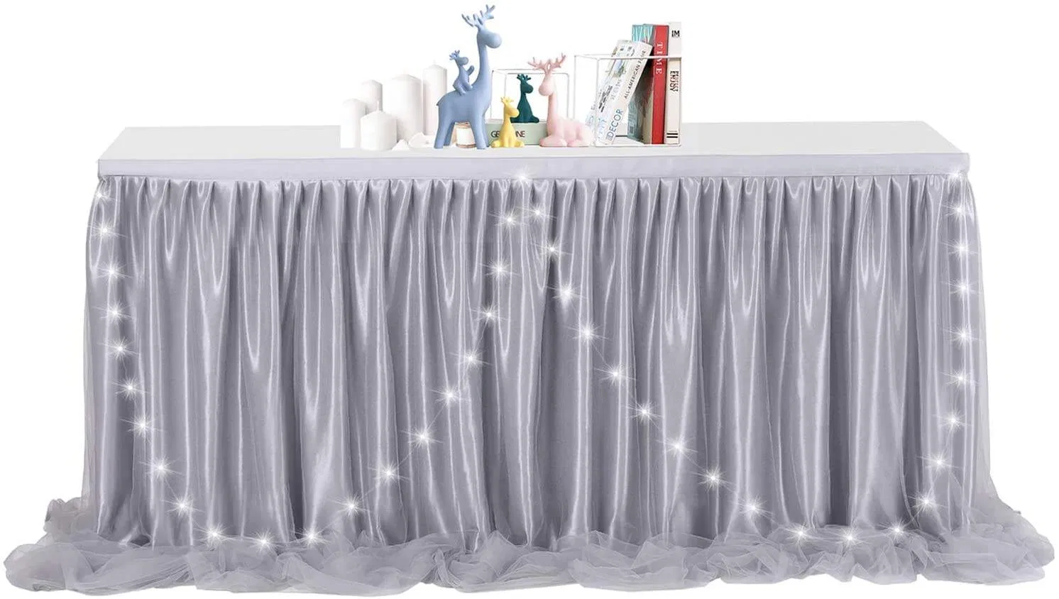 Wholesale Fancy Standing Table Skirt Grey Tutu Table Cloth for Rectangle Tablecloth