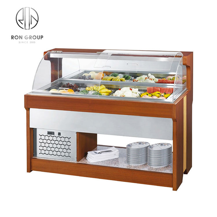 Wholesale Customized Commercial Restaurant Hotel Food Dinner Cutlery Storage Wood Stainless Steel Buffet Table Counter