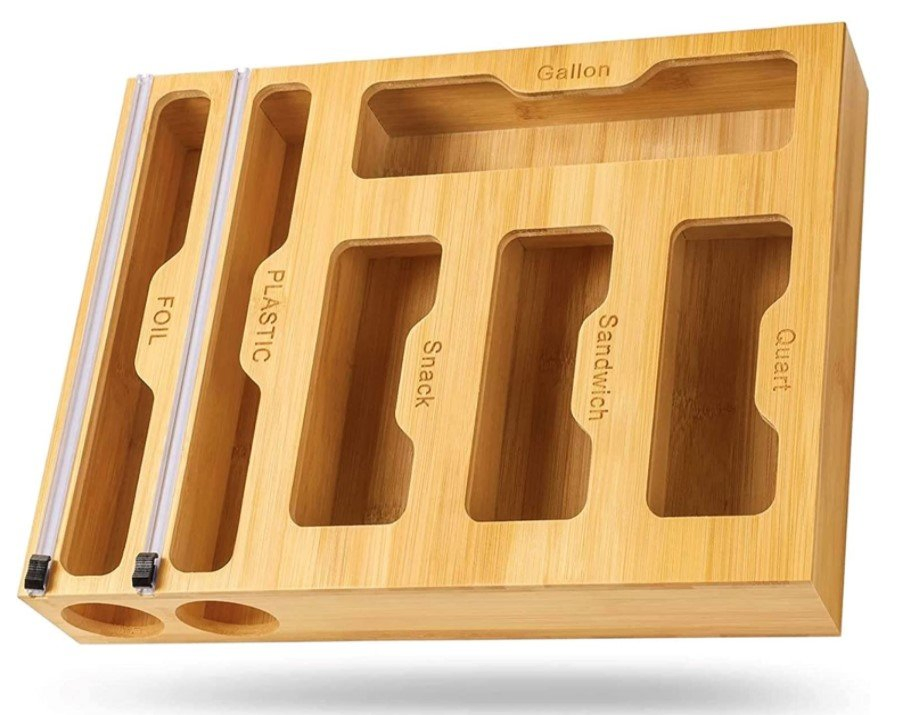 Customized Wooden Fabric Organizers Bamboo Storage Bag Organizer Ziplock Organizer