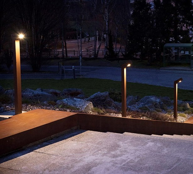Urban Corten Steel LED Bollard Light L-Shaped Rusty Path Lights