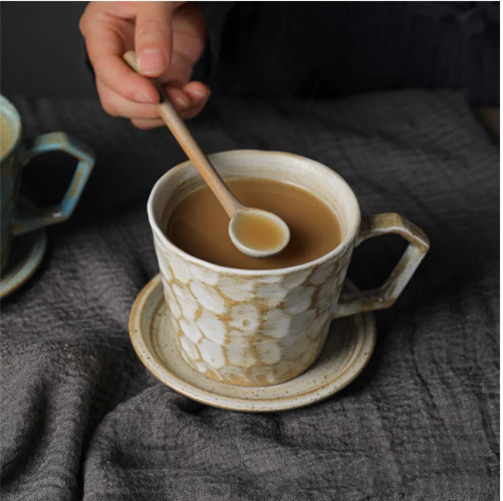 New Material Unique Coffee Cup with Coaster Ceramic Mug for Gift