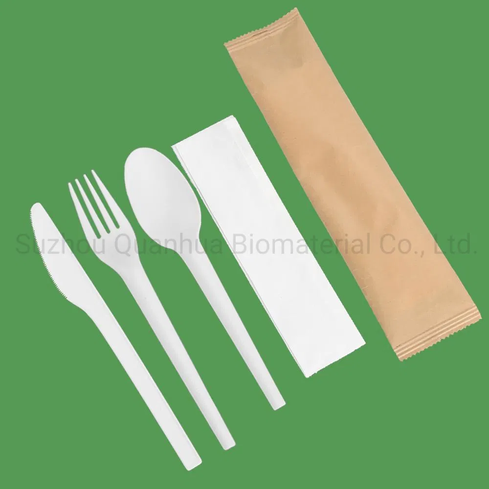 Ready to Ship Wrapped 100% Compostable Cpla Fork Disposable Biodegradable Cutlery Set