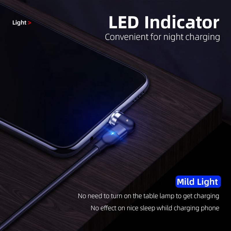 Hot sell 3 in 1 rotate 540 degree magnetic USB charger cable nylon braid USB charging and data cable for micro 8pin type C mobile phone